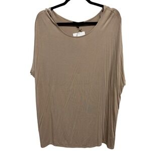 Bamboo tan cream short sleeve lounge tunic Women's large oversized comfort NWT